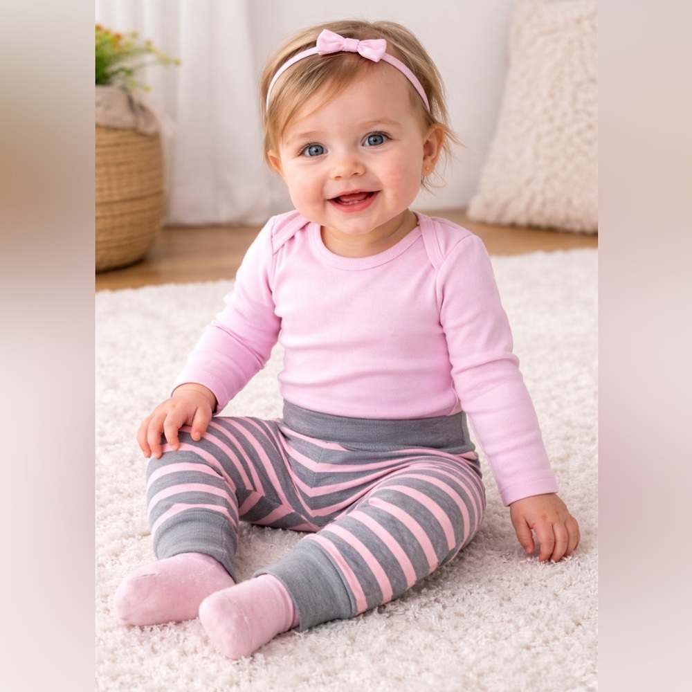 Hanes Baby 2-Piece Outfit Set Pink & Gray | 18–24M | NWOT